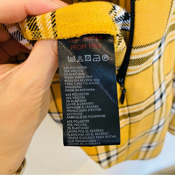 Urban Outfitters Strappy Plaid Mini Dress in Yellow/Black/White, Size Large - Picture 11 of 11